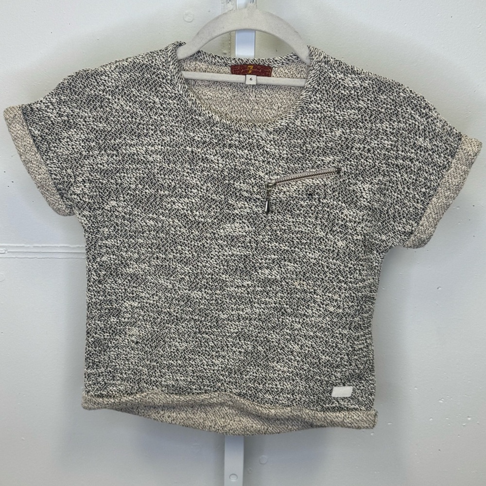 7 For All Mankind Girls 6Y Gray Knit Short Sleeve Sweater Top